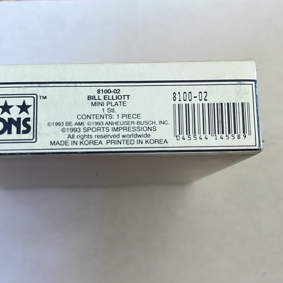 Vintage Bill Elliott Mini Plate / 1993 / Sports Impressions / New - Picture 6 of 6